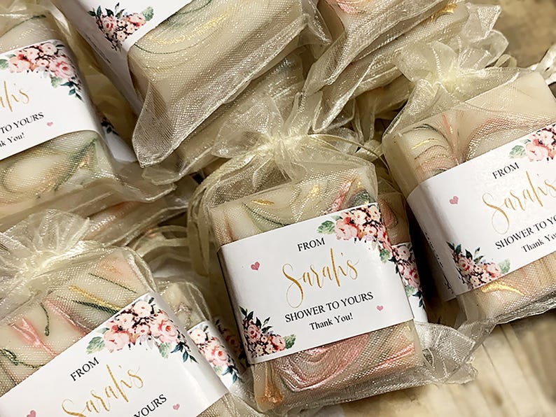 Soap Favors for bridal showers, wedding favors, and baby shower soap custom made with your color theme and personalized label