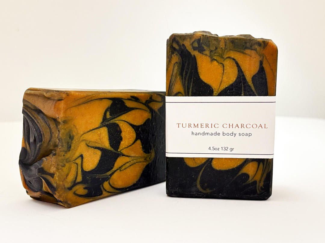 Turmeric Charcoal Soap - 5oz Handmade Acne Face & Full Body Wash