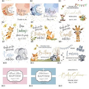 Baby shower soap labels to choose from