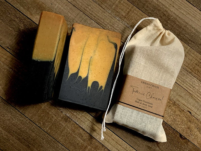 Turmeric Soap 4.5oz Activated Charcoal All Natural Vegan Etsy