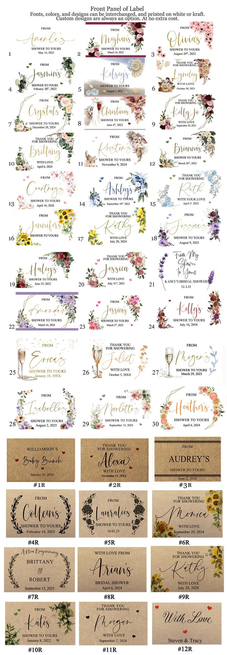 Soap Favor Labels to choose from.