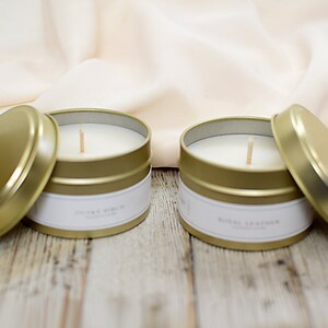 Elegant 6oz Gold Tin Candles w/ Gift Box, Scented Natural Coconut Wax Candles by UrbanChaos image 6