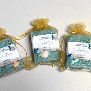 Sweet 16 Seashell Soap Favors, Handmade beach themed favor gifts