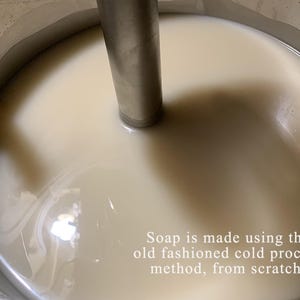 Stick blending the soap batter.  How I make the custom soap favors, by hand and by scratch. Never made with a premade soap base.
