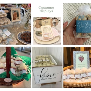 Images from customers of their bridal shower displays of our soap favors