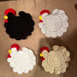 Crochet Chicken Coasters (4 pc)