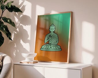 Abstract Buddha Wall Art Print | Colorful Spiritual Decor | Printable Meditation Poster