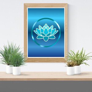 Printable Blue Lotus Flower Art | Minimalist Spiritual Wall Decor | Digital Print