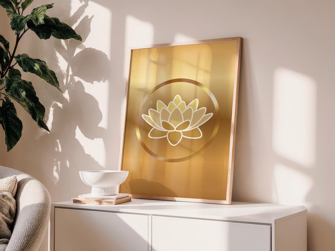 Printable Poster Gold Lotus Flower | Classy Spiritual Wall Art| Instant ...