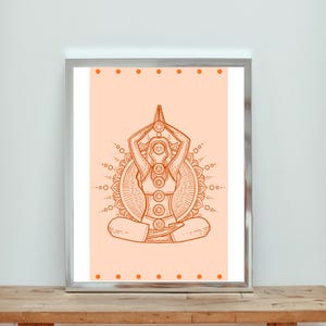 7 Chakra Wall Art | Digital Download | Meditating Woman Yoga Poster | Zen Spiritual Decor | Printable Artwork