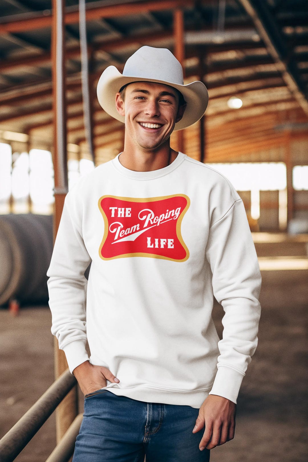 The Team Roping Life Crewneck Sweatshirt Red - Etsy