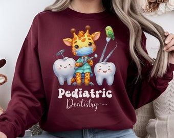Pediatric Dentistry Sweatshirt, Dentist Sweatshirt, Valentines Day Dentist Gift, Pediatric Giraffe Sweatshirt, Giraffe Doctor Sweatshirt