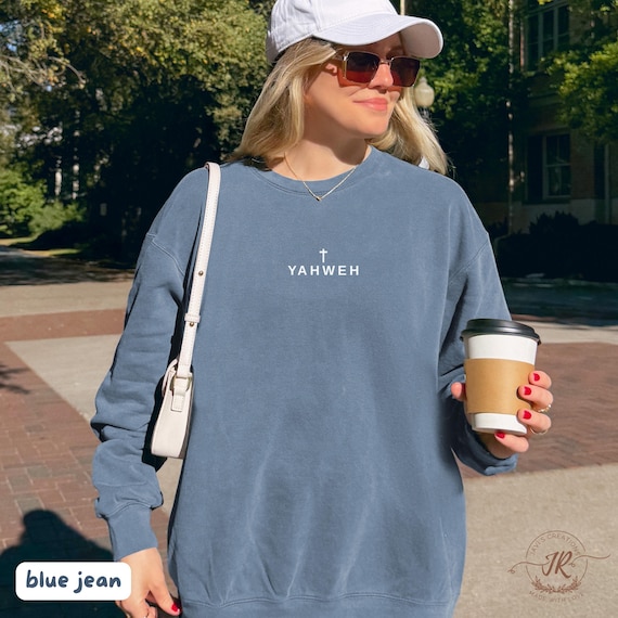 Yahweh Christian Lightweight Sweatshirt Comfort Colors Religious sweatshirt Jesus Sweatshirt Minimal Christian Gift Teen Christian Apparel
