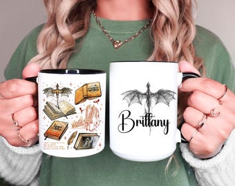 Personalized Onyx Storm Mug, Fourth Wing Dragons, Tairn Andarna, Dragon Rider, Gift for Readers, Violet Sorrengail, Book Lover Gift, Dragon