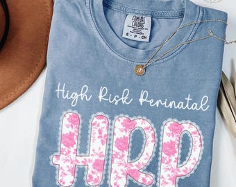 High Risk Perinatal HRP Shirt Nurse Floral Bow Tee Labor & Delivery Nurse Gift Cute HRP Style Shirt Nurse Week Shirt Medical Aesthetic Tee