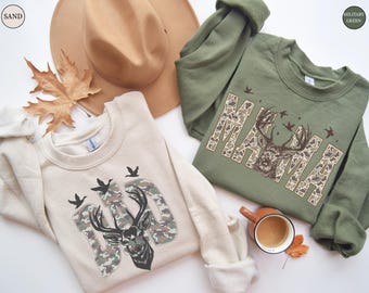 Camouflage Matching Mom Dad Sweatshirt Set, Camo Dad and Mom Hoodie, Hunting Season sweatshirt, Matching Couple Sweatshirt, New Parents Gift