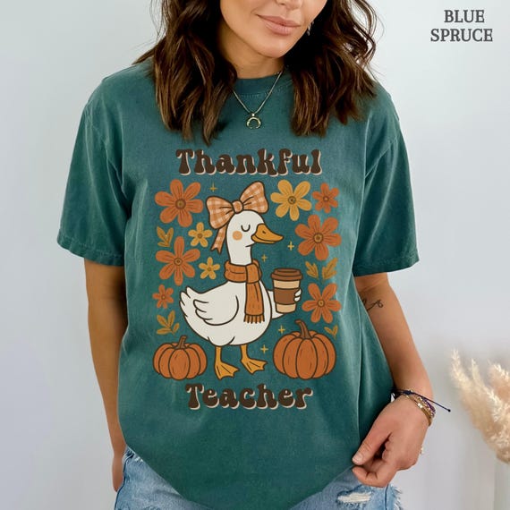 Thankful Teacher Fall Shirt, Thanksgiving Autumn Gift, Teacher Appreciation Gift, Halloween Teacher Shirt, Teacher Gift Shirt, Goose Teacher