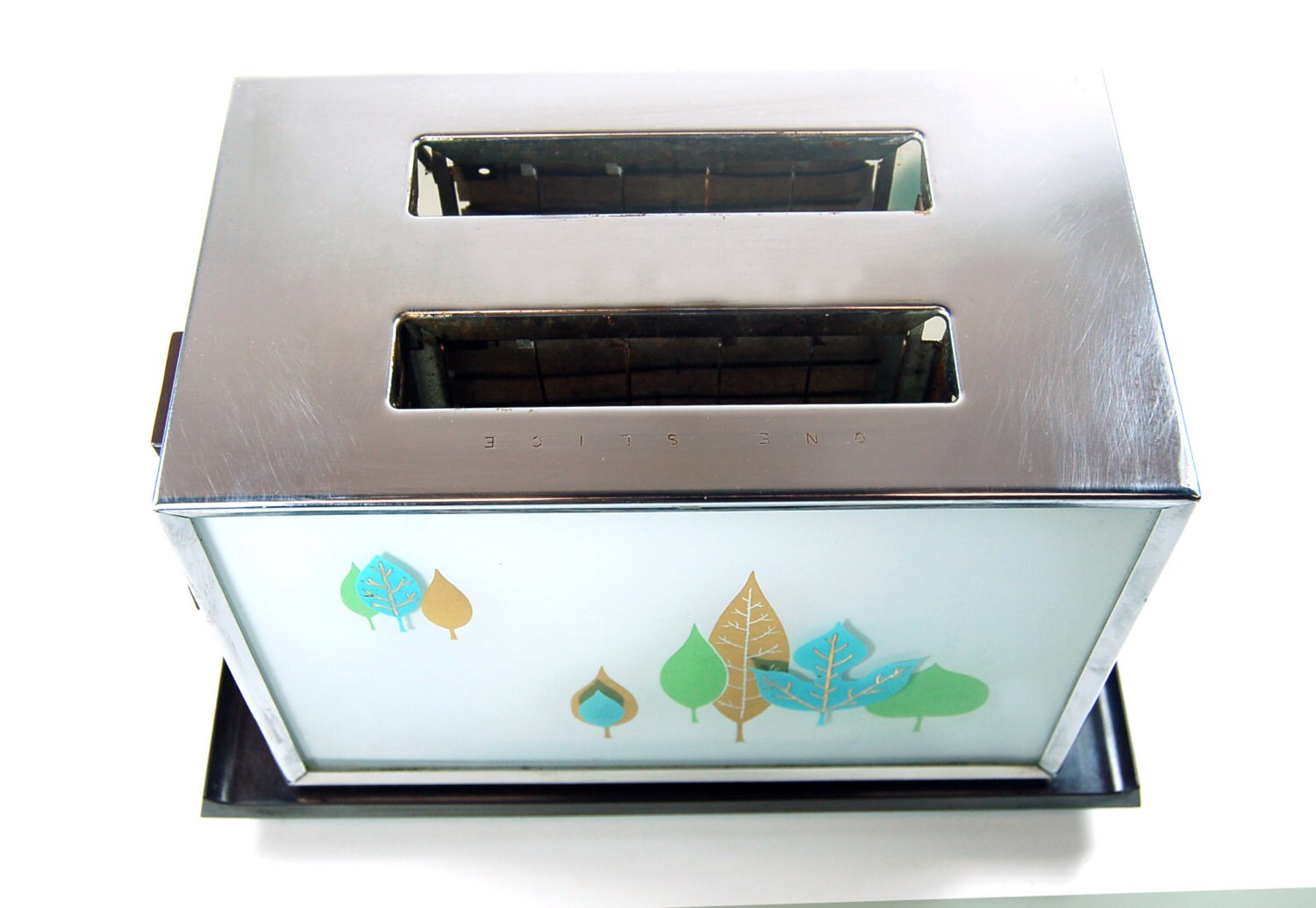 Vintage Chrome Sunbeam Toaster Turquoise Gold Leaves 1960 Etsy