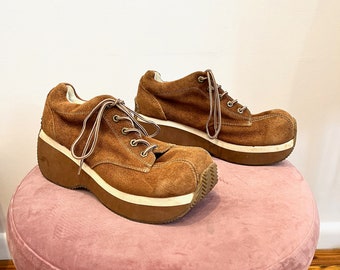 brown suede platform sneakers