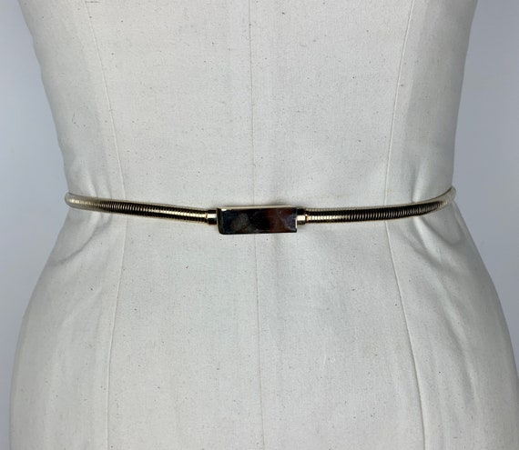 Vintage 80s Gold Snake Chain Belt 1980s Stretchy E