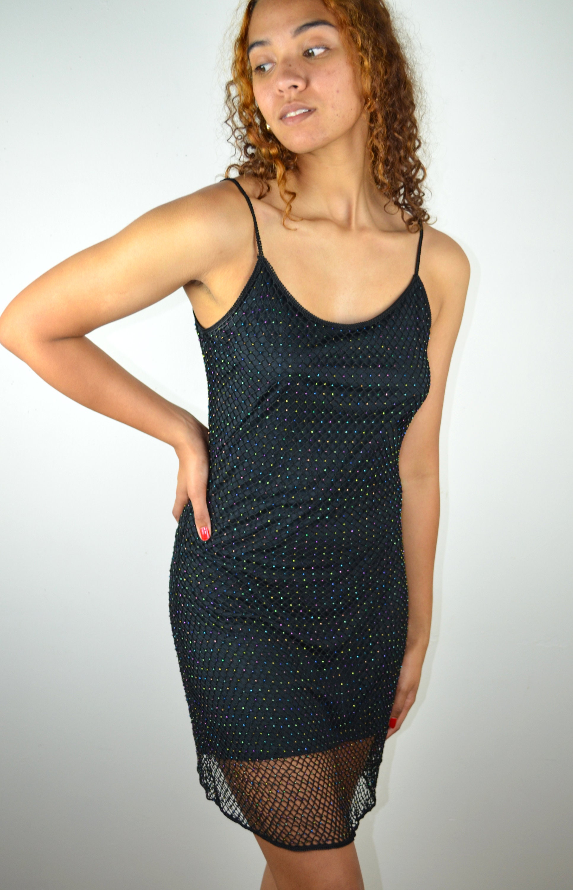 black vintage slip dress