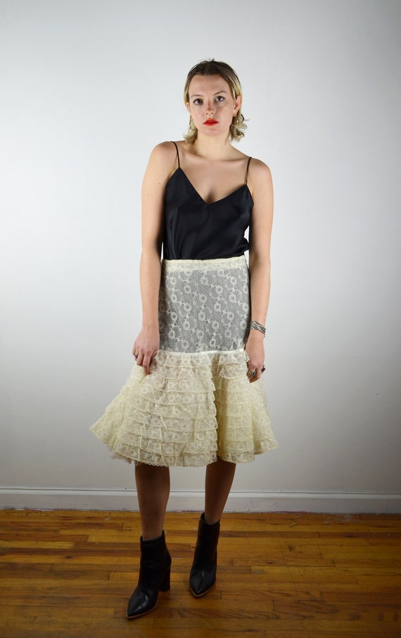 Vintage 50s Crinoline Petticoat White Skirt Slip … - image 6