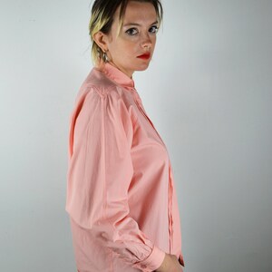 Vintage 80s Button Up Shirt / DETAILS / Peach Pink Blouse Top / 1980s 1990s 90s / Small XS Medium / Pleats Cuffs image 6
