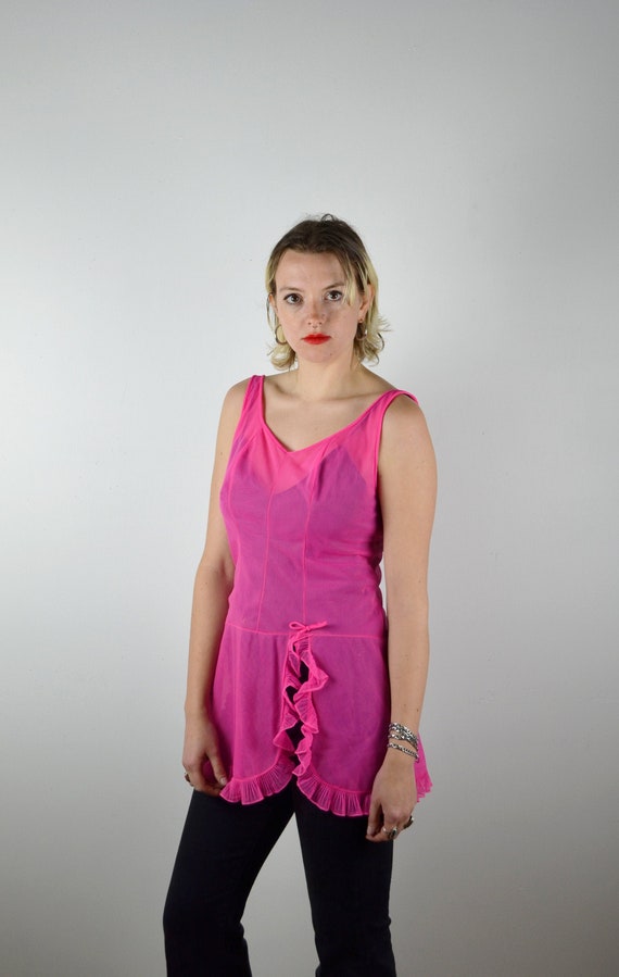 Red Lace Full Slip Charmode Fashions Size 34 Vintage 1950s Lingerie