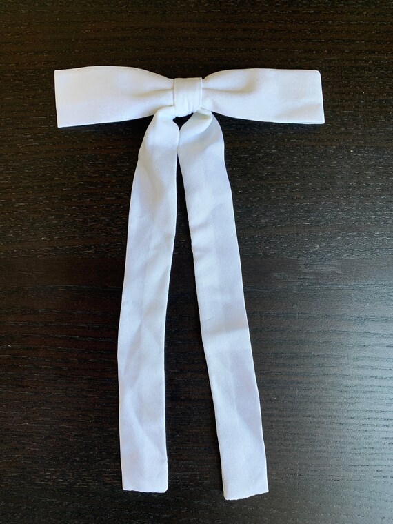 1950s Vintage White Bow Tie / 50s Western Clip-on