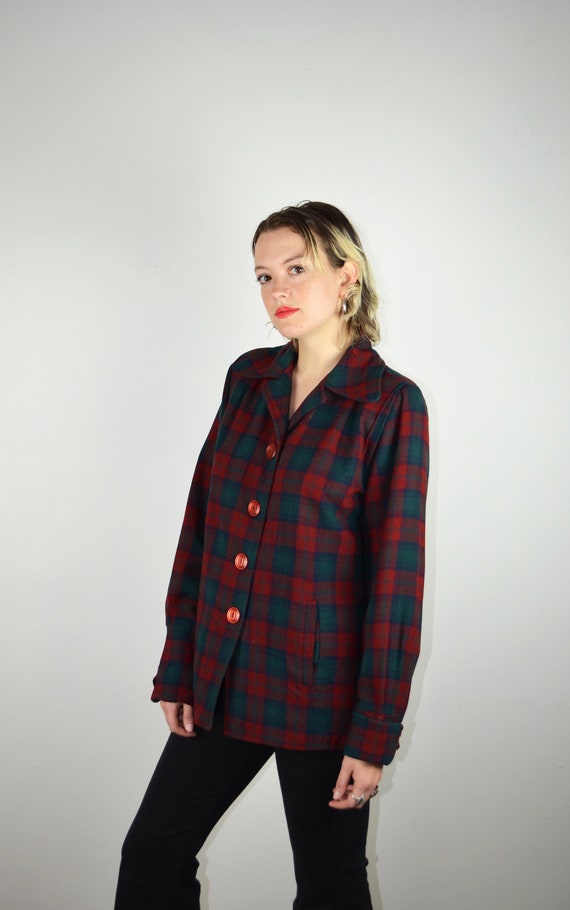 Vintage 40s Plaid Jacket / 1940s Vintage Plaid Jac