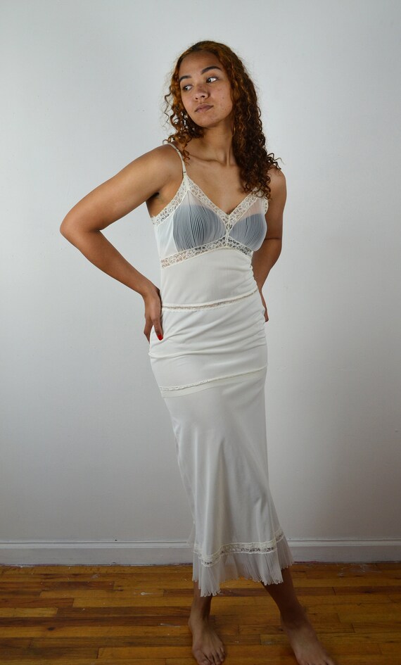 Vintage 50s White Slip / 1950s Vintage Long Slip /