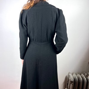 Vintage 1930s 1940s Long Coat Jacket / Vintage Boucle Black Coat Jacket / 40s Wool Suit Jacket / Rockabilly Pin Up Pinup VLV Large Medium image 4