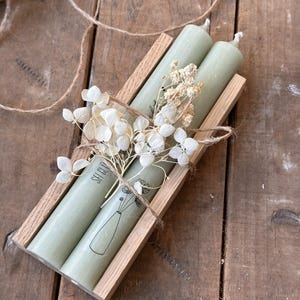 Gift set - candle - Merry Christmas - sage - stick candle - set to give away - souvenir