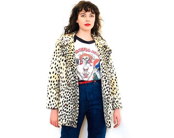 Vintage 60s Cheetah Print Coat, Russel Taylor La France, Vintage leopard coat, Animal Print Faux Fur jacket, Womens 1960s MOD coat, Size L
