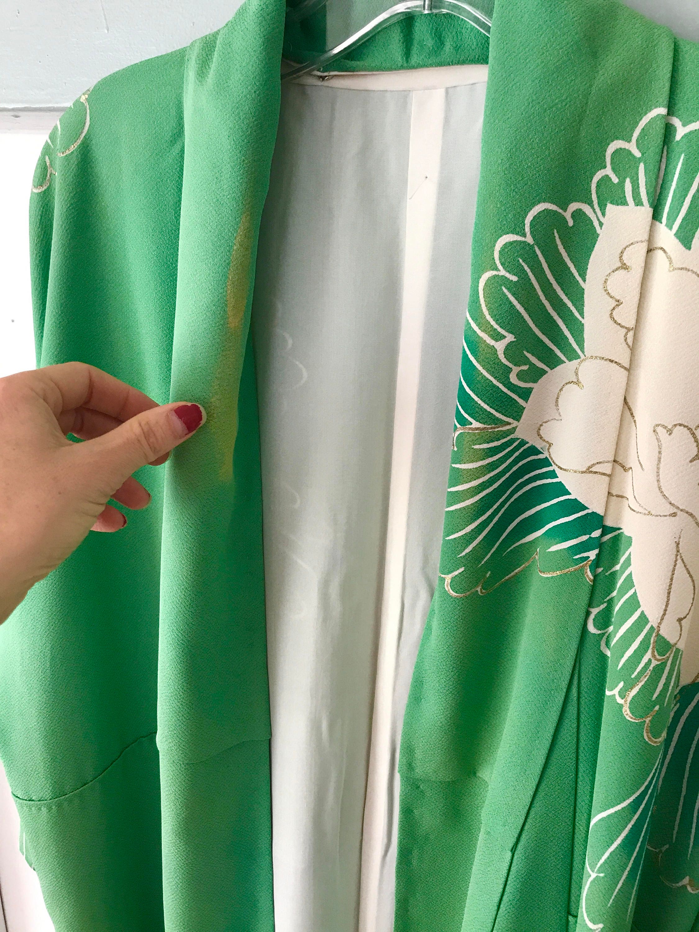 vintage 50s kimono, silk kimono, long sleeve kimono, Japanese robe