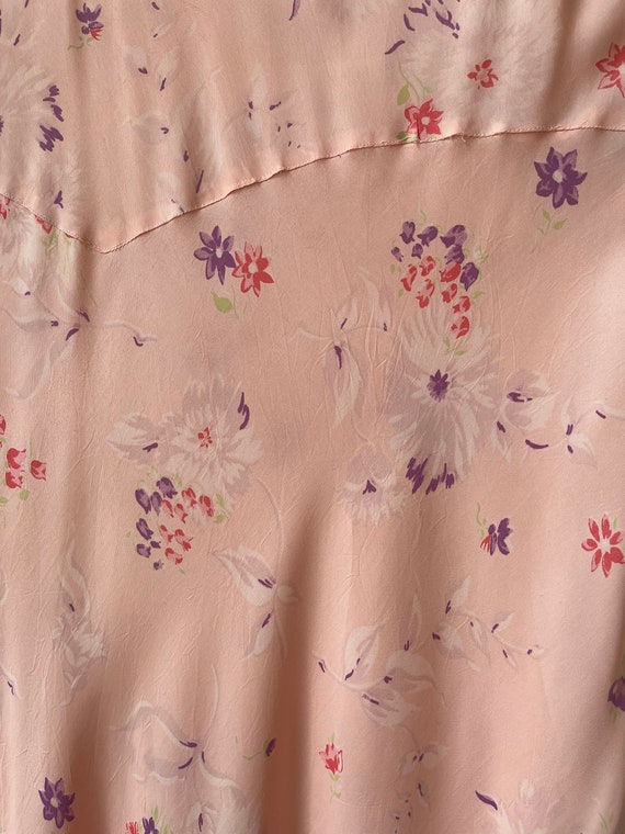 Vintage 1930s pink floral rayon nightgown, Vtg 30… - image 6