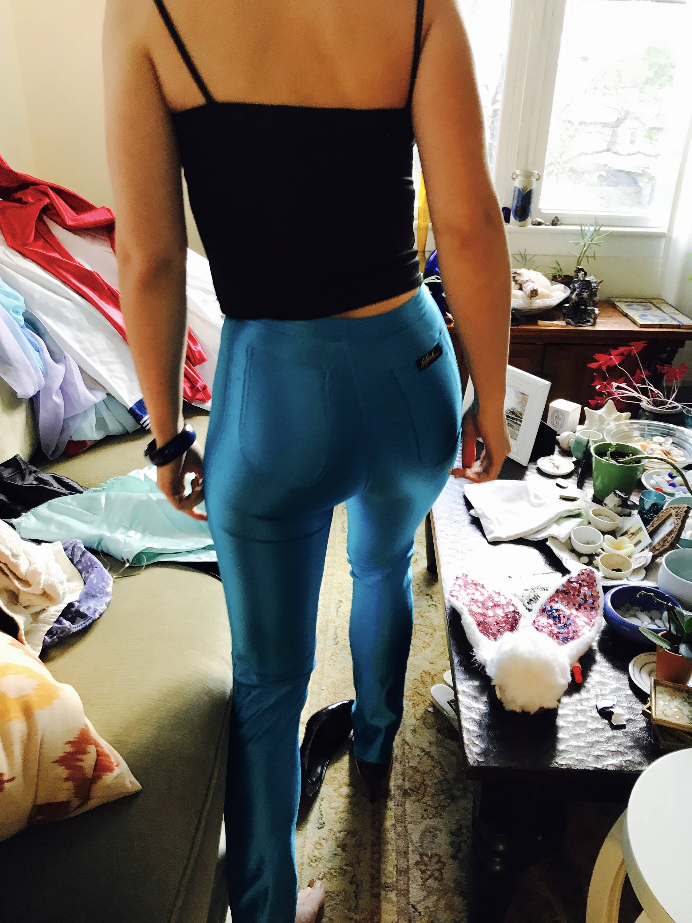 FOR REN - Spandex Disco Pants, Le Gambi Pants, Vintage 70s Aqua Blue Disco  Jeans, Skin Tight, Shiny pants Super High Waisted