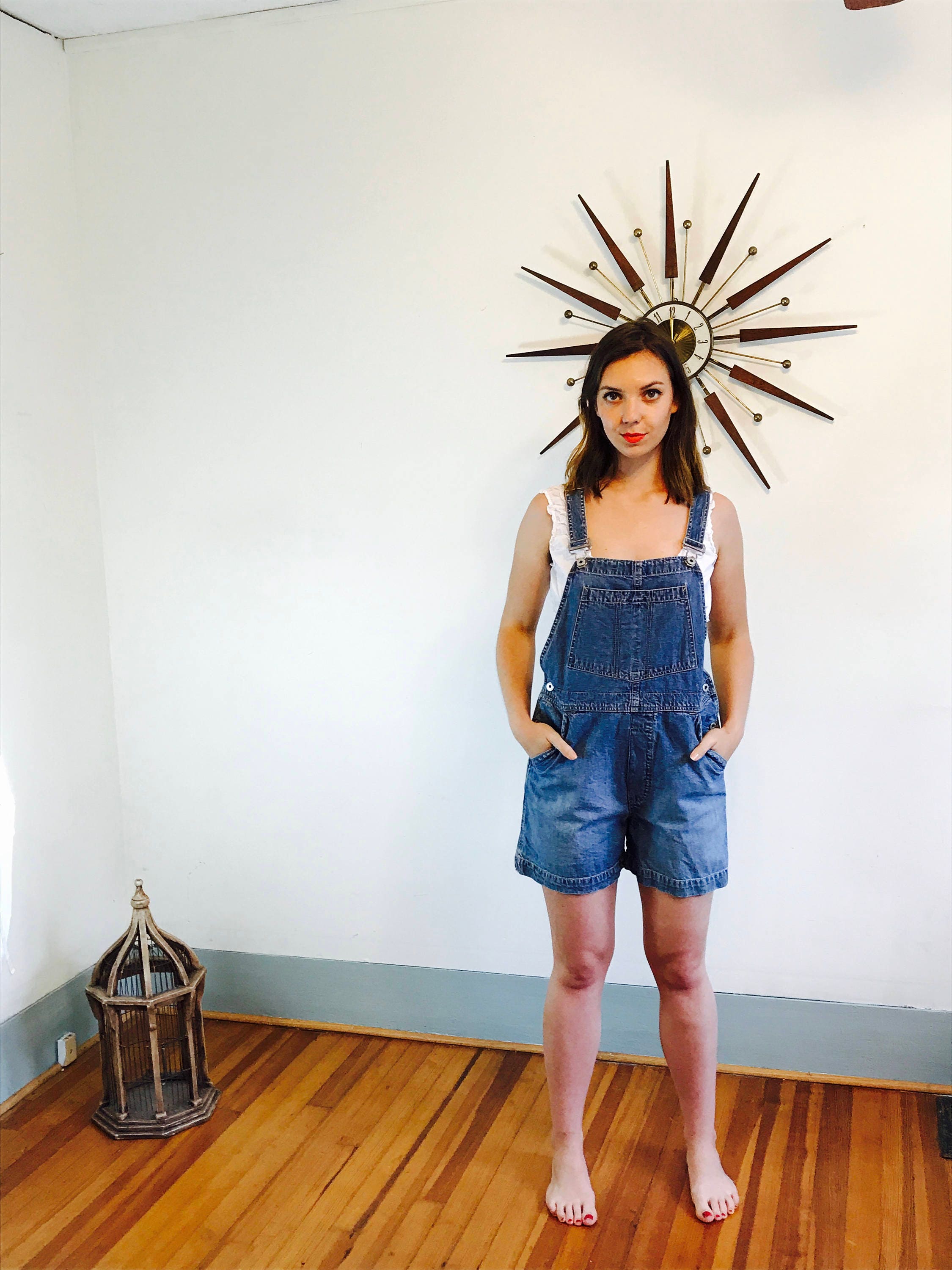 Vintage 90s GAP Shorterall Overalls Blue Denim Jean Dungarees