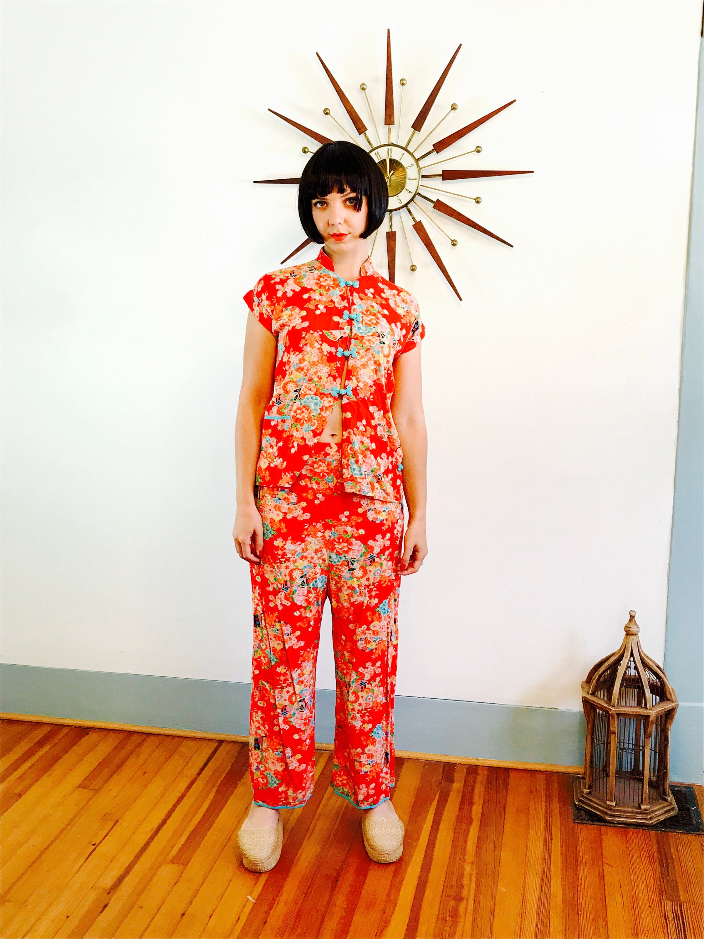 Vintage 40s pjs, 40s beach pajamas, Chinese pajama set, 30s asian ...