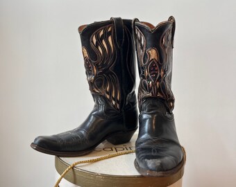 Ameri VINTAGE アメリ DIAGONAL TOE BOOTS Women's American Flag Inlay/Overlay Embroidered Boots