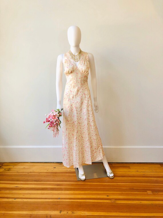 30s floral slip dress, Vintage 1930s Silk Rayon fu