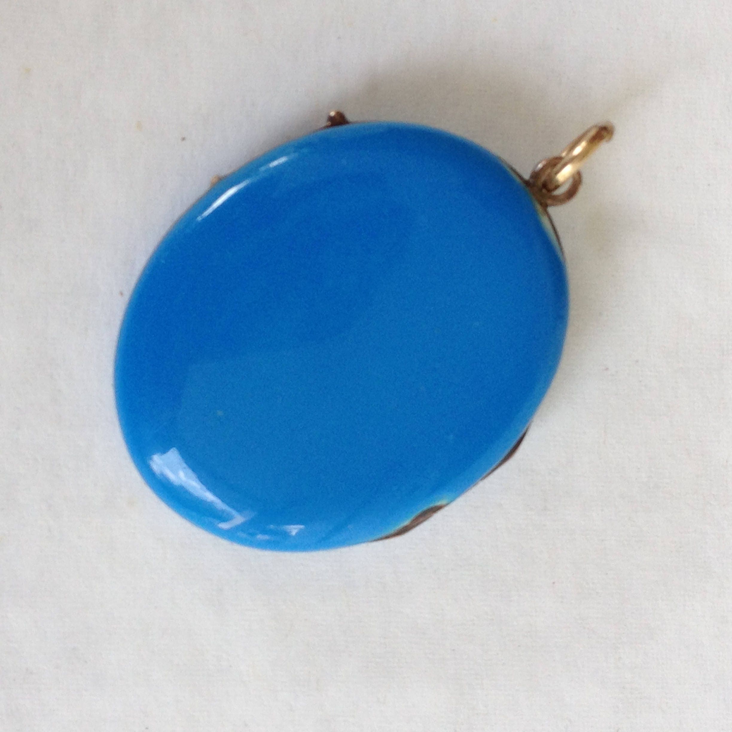 Antique enamel Locket, Blue Enamel Locket, Victorian Picture Locket ...