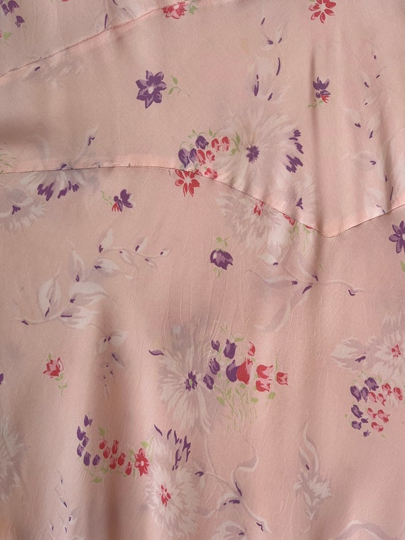 Vintage 1930s pink floral rayon nightgown, Vtg 30… - image 7