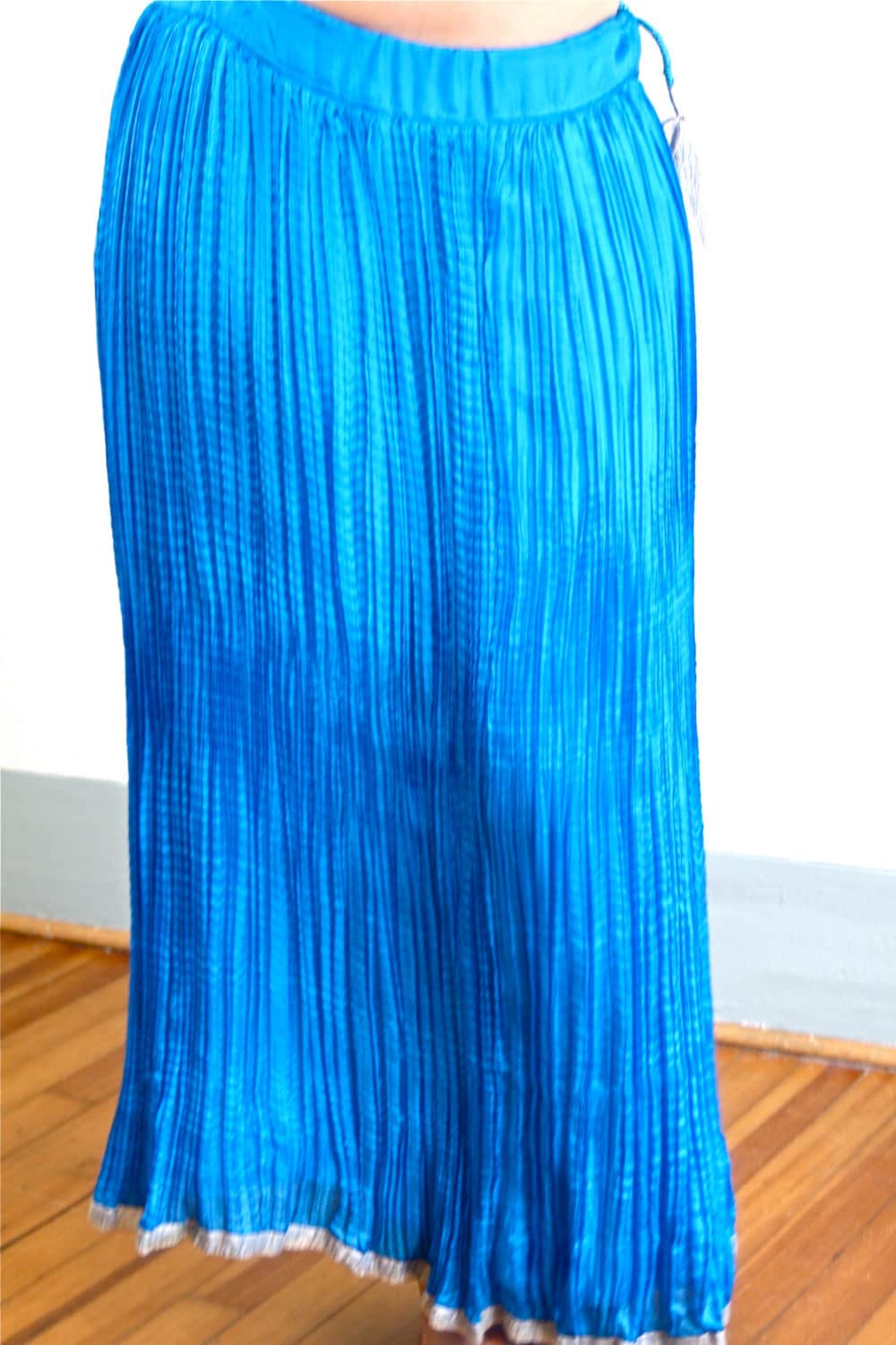 Bright Blue SILK Skirt, Indian Maxi Skirt, Full Boho Skirt, Electric Jewel tone, Ethnic Bohemian