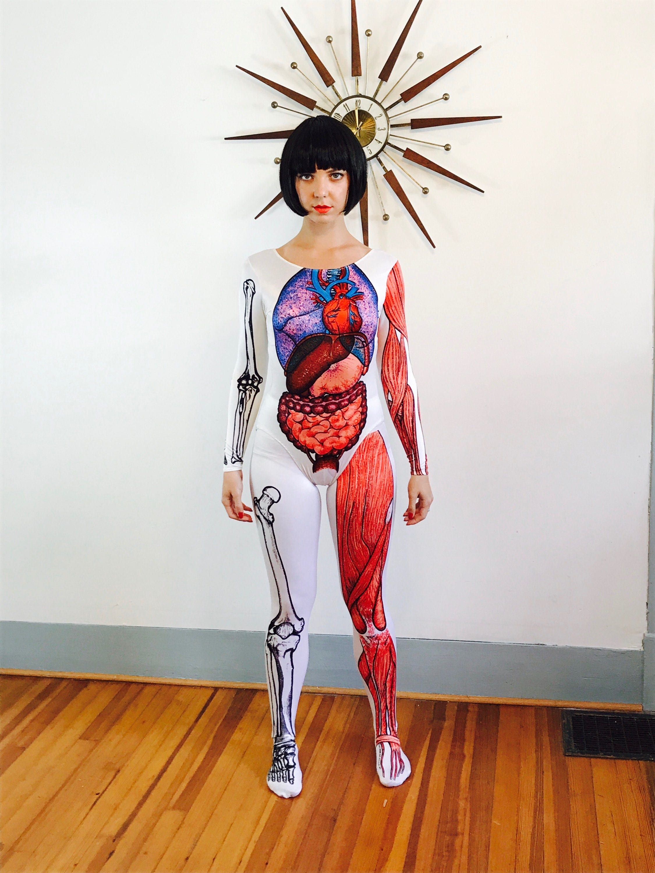 Anatomy Bodysuit Inside Out Bodywear Anitomical Unitard Skeleton