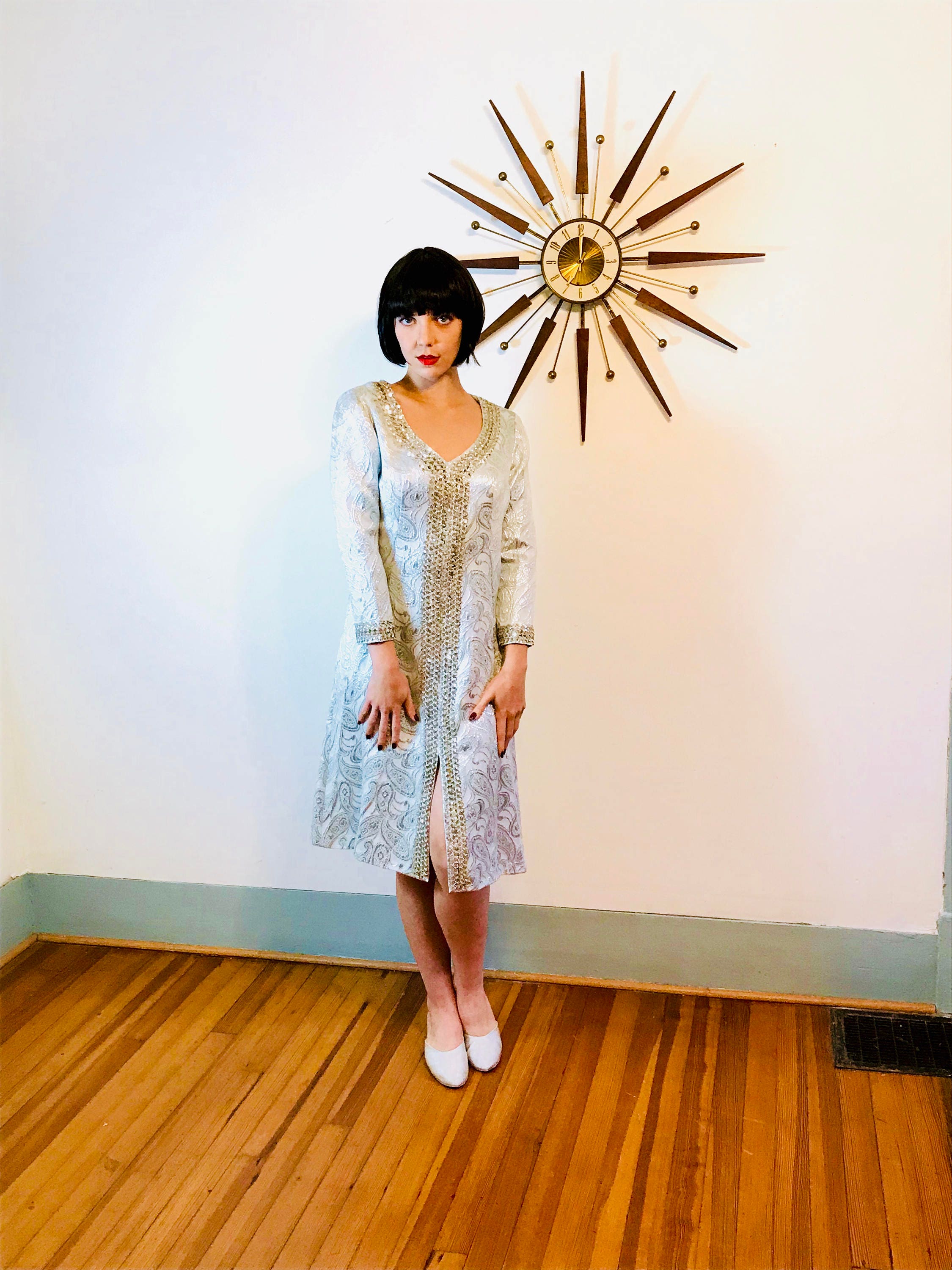 silver 60s dress