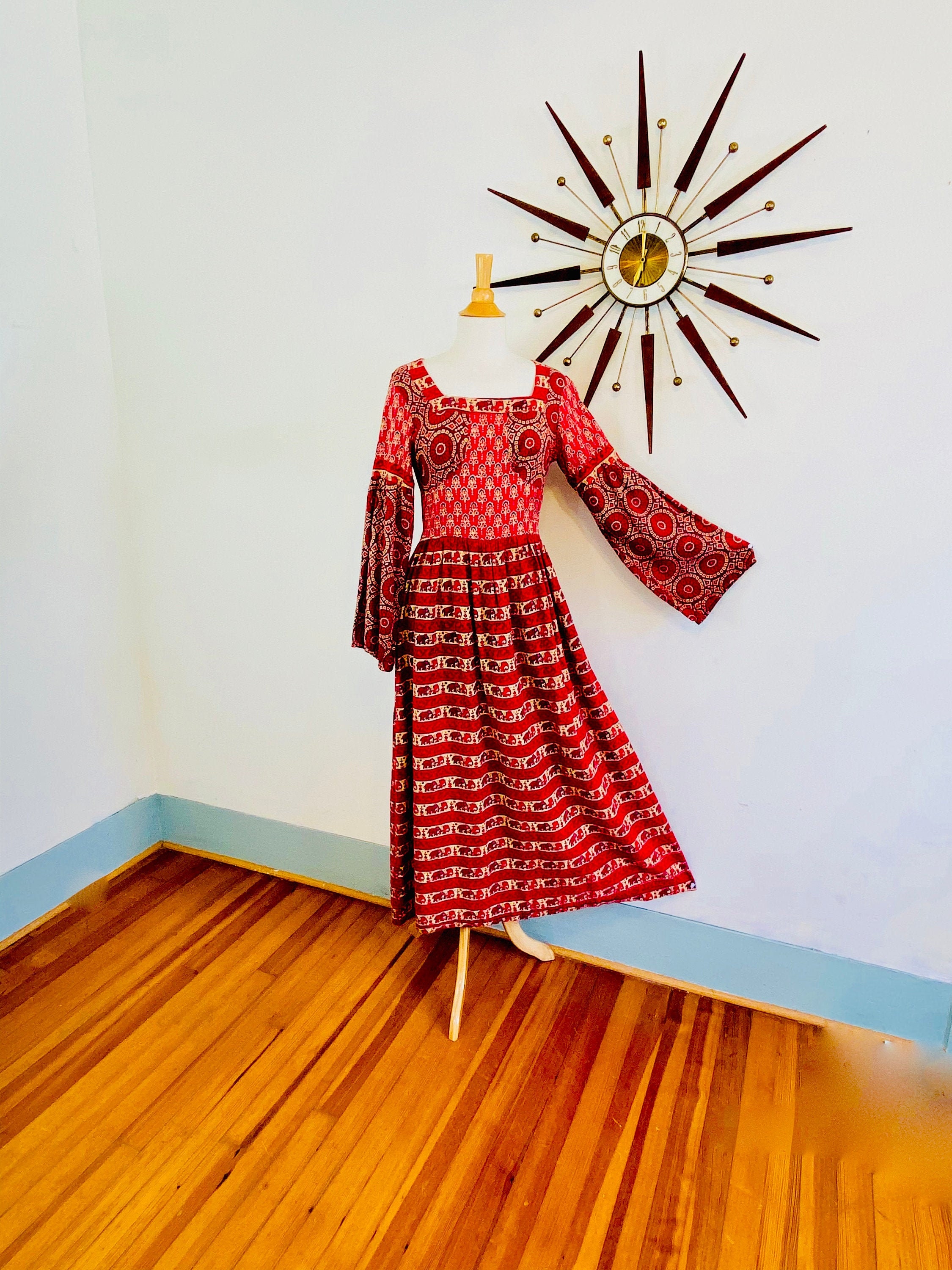 balloon sleeves boho printed maxi dresses