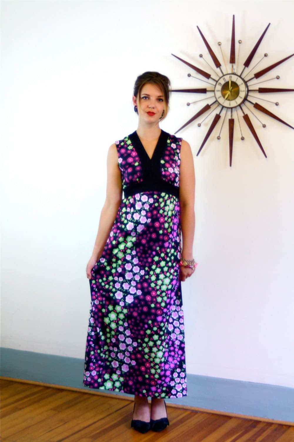 60s/70s Exquisitemod/bohemian Empire Waist Maxi Party Gown By Designer Handmade main image 1