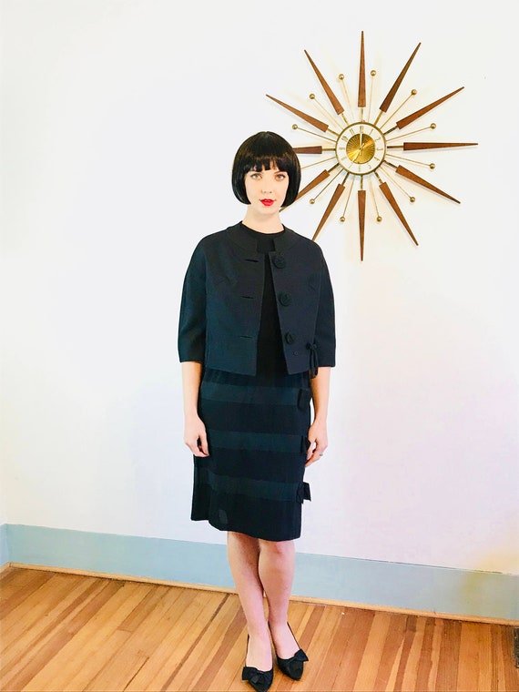 Vintage 1950s Jacket, 50s cropped jacket, Black 50