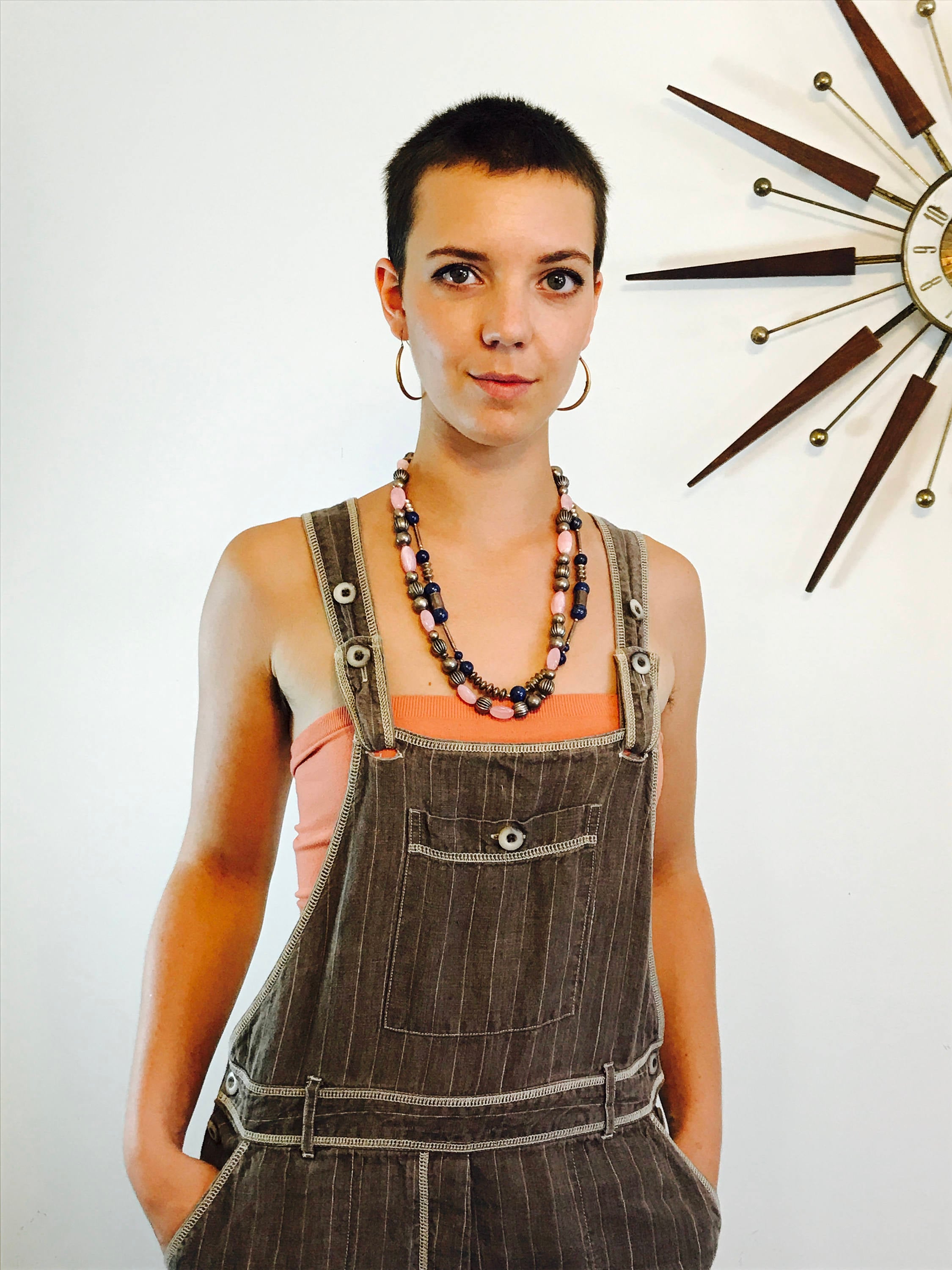 Womens Overalls, Vintage 90s Overalls, Khaki Linen Overall, Brown